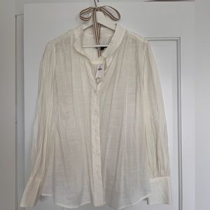 NWT Banana Republic Cream Light Blouse with Puff Sleeves Size XL